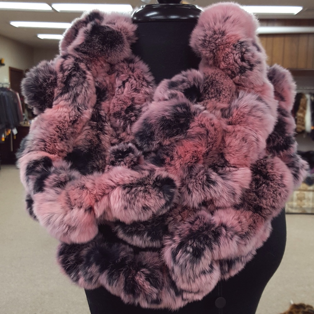 CLEARANCE Peri Luxe Knitted Rex Rabbit Fur Infinity Scarf